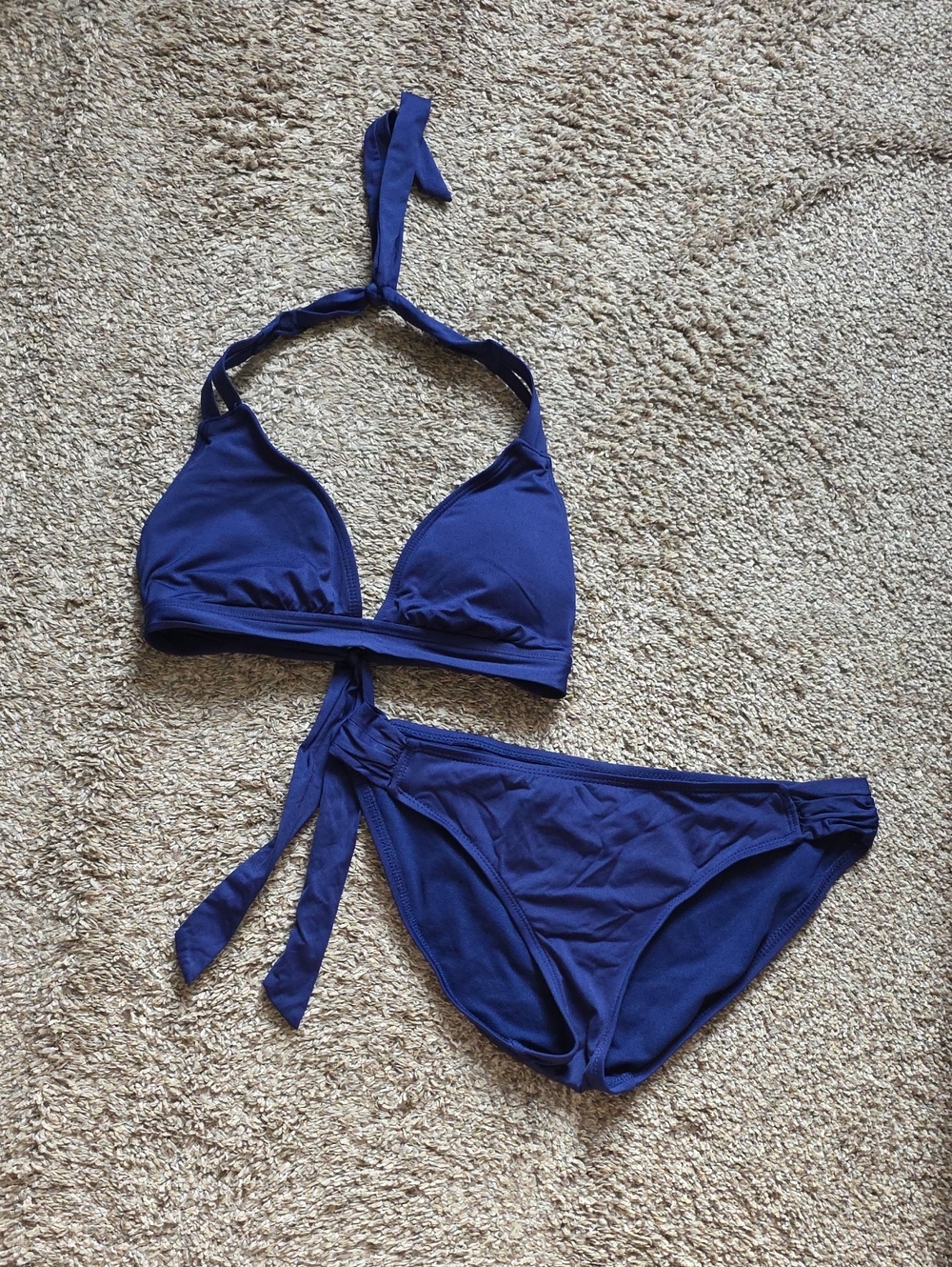 Navy Blue Halter Bikini Set - Women's Swimwear